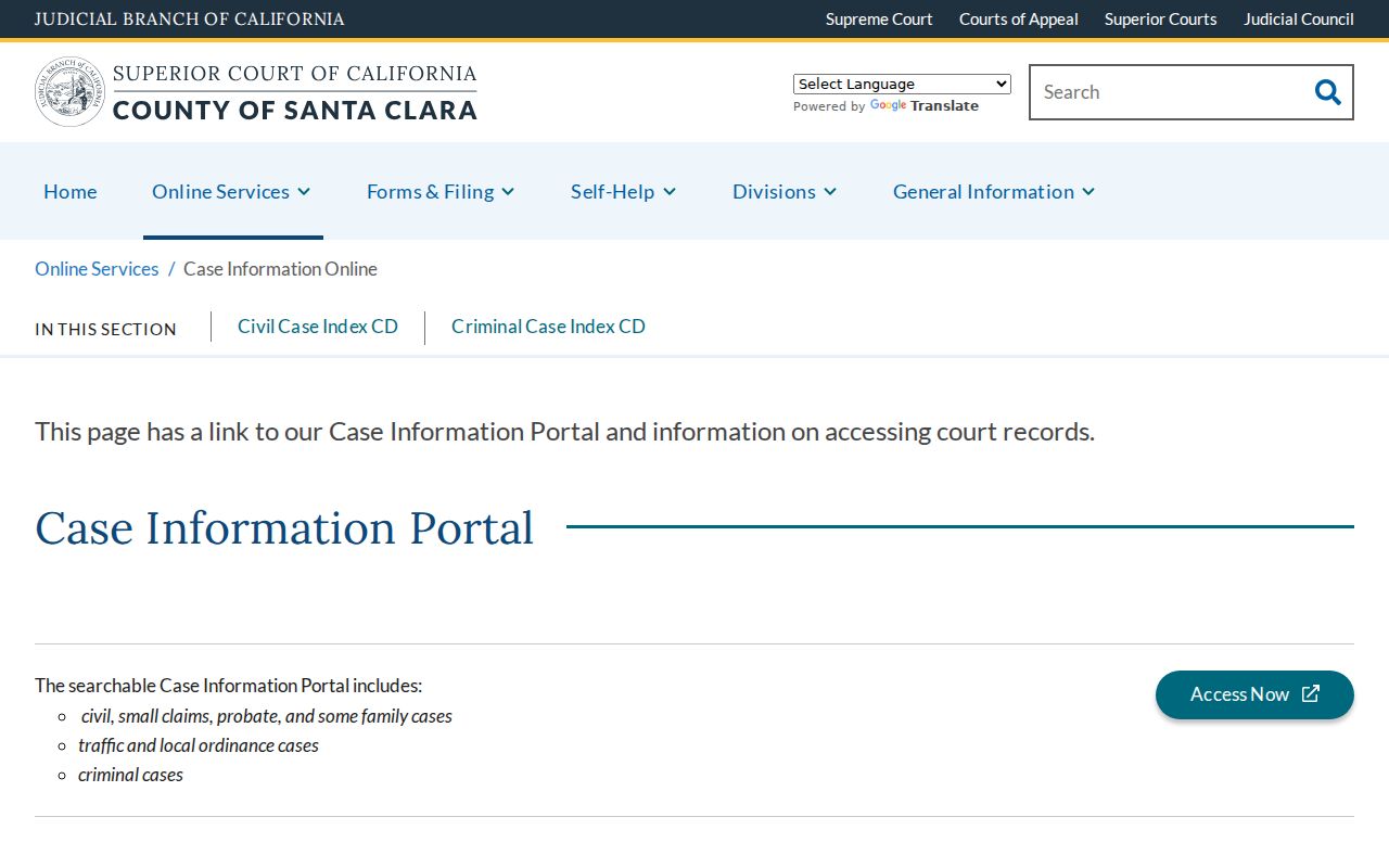 San Jose public records Santa Clara Superior Court case information