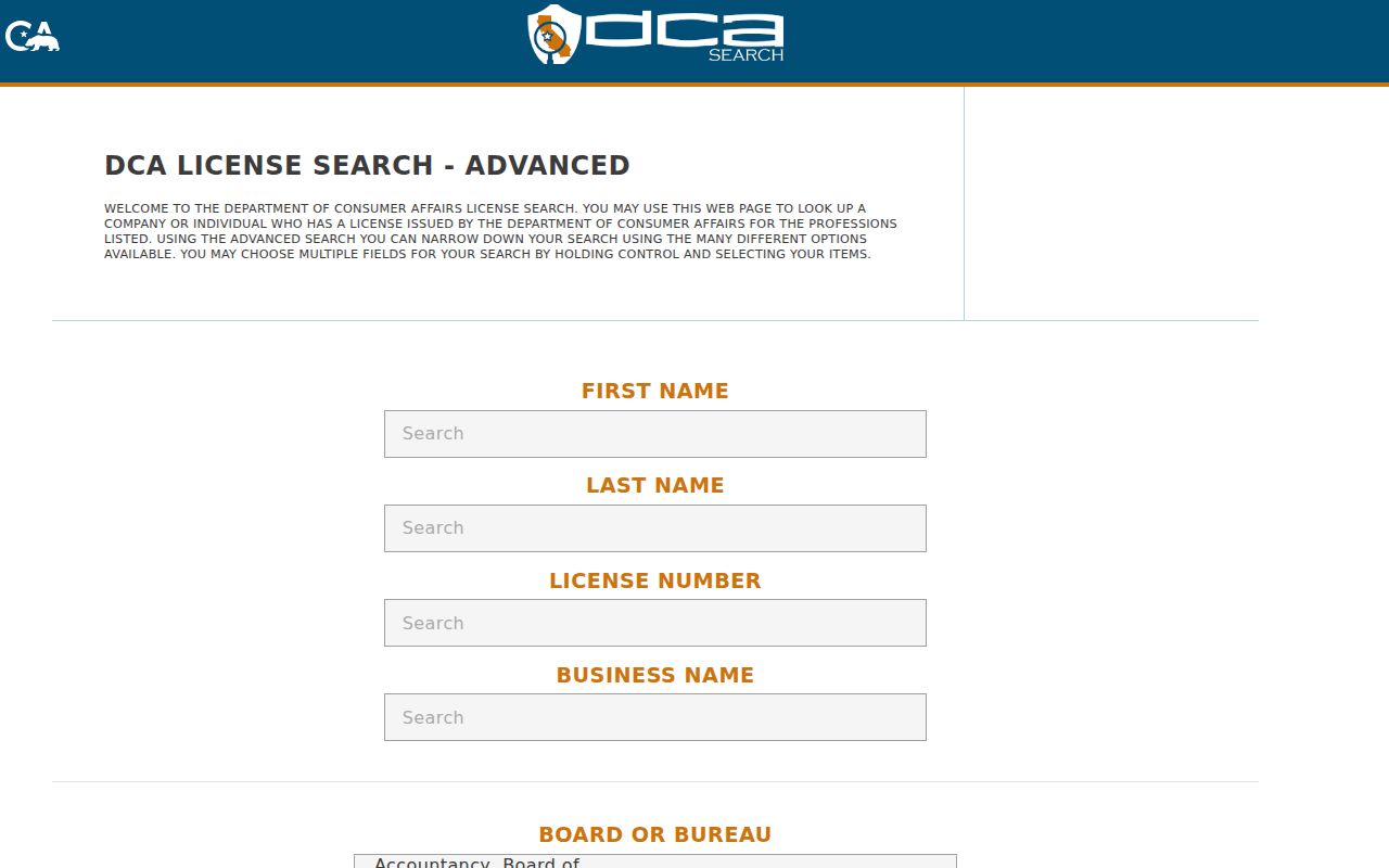 San Jose people search using California professional license fields