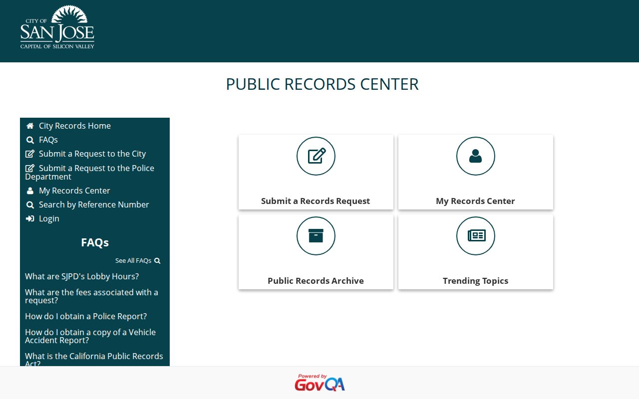 San Jose people search through the city public records request center