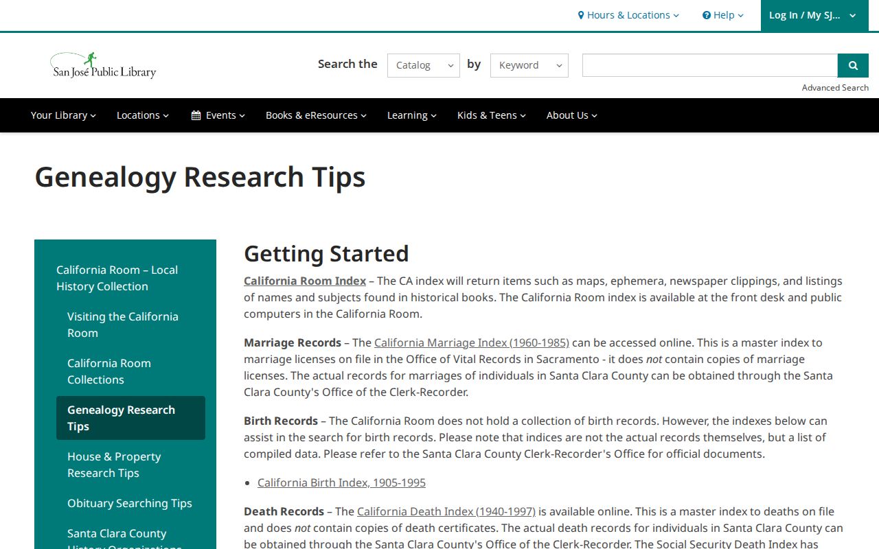 San Jose people directories and genealogy resources at SJPL