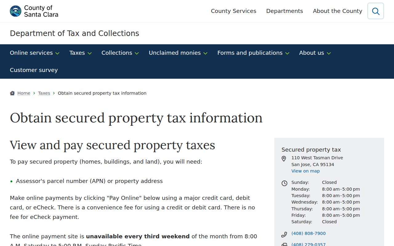 San Jose public records secured property tax lookup
