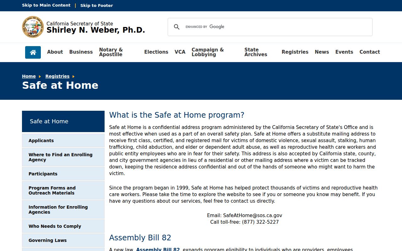 San Jose voter registration Safe at Home protection